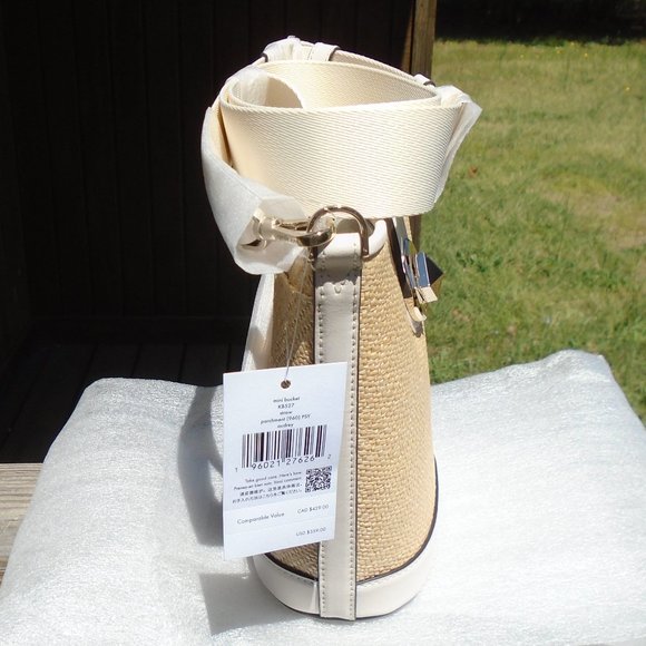 ♠️ Kate Spade ♠️ Mini Audrey Bucket Bag & Wallet in Straw & Leather - Picture 3 of 16